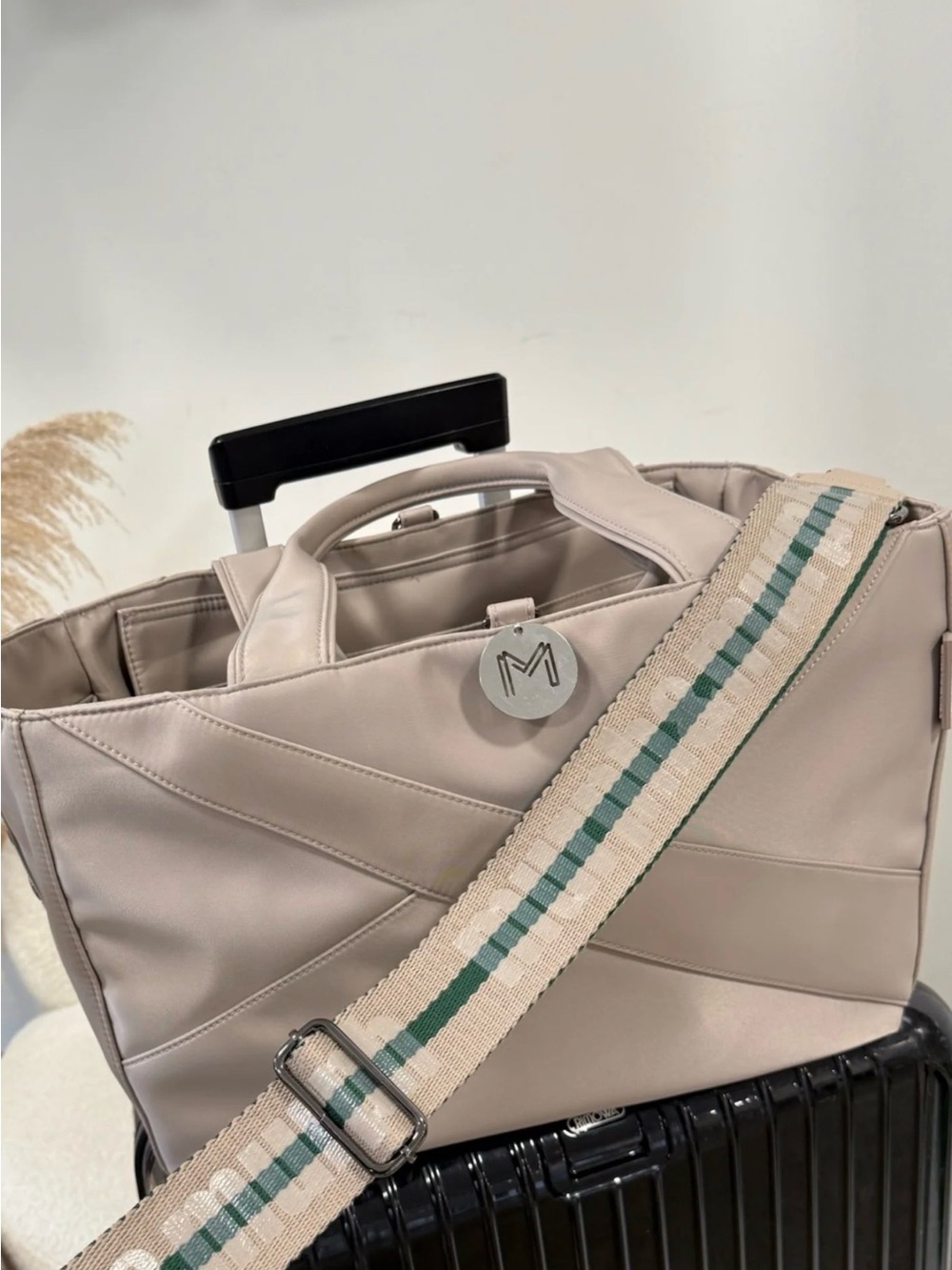 murph&murph Daily Traveler Tote with Striped Shoulder Strap - Modern Luxury